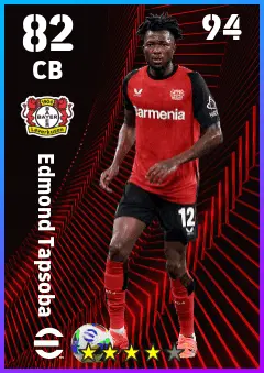 Edmond Tapsoba eFootball 2026 player card — 82 OVR CB