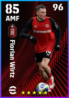 Florian Wirtz eFootball 2026 player card — 85 OVR AMF