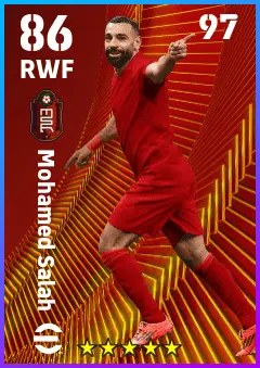 Mohamed Salah eFootball 2026 player card — 86 OVR RWF