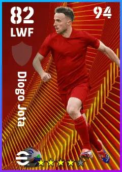 Diogo Jota eFootball 2026 player card — 82 OVR LWF