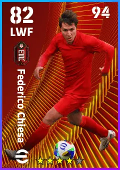 Federico Chiesa eFootball 2026 player card — 82 OVR LWF