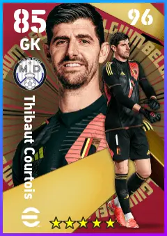 Thibaut Courtois eFootball 2026 player card — 85 OVR GK