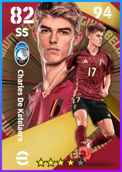 Charles De Ketelaere eFootball 2026 player card — 82 OVR SS