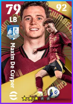 Maxim De Cuyper eFootball 2026 player card — 79 OVR LB