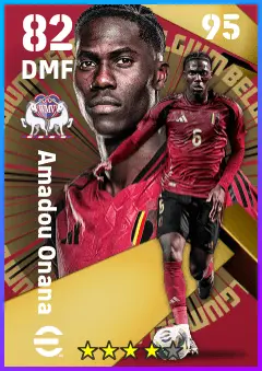 Amadou Onana eFootball 2026 player card — 82 OVR DMF