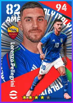 Lorenzo Pellegrini eFootball 2026 player card — 82 OVR AMF