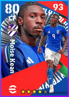 Moise Kean eFootball 2026 player card — 80 OVR CF