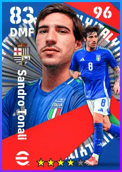 Sandro Tonali eFootball 2026 player card — 83 OVR DMF