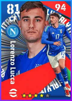 Lorenzo Lucca eFootball 2026 player card — 81 OVR CF