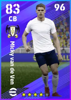 Micky van de Ven eFootball 2026 player card — 83 OVR CB