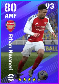 Ethan Nwaneri eFootball 2026 player card — 80 OVR AMF