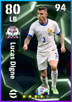 Lucas Digne eFootball 2026 player card — 80 OVR LB