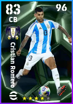 Cristian Romero eFootball 2026 player card — 83 OVR CB