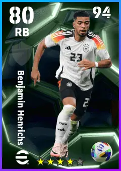 Benjamin Henrichs eFootball 2026 player card — 80 OVR RB