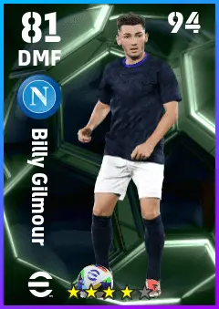 Billy Gilmour eFootball 2026 player card — 81 OVR DMF