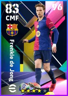 Frenkie de Jong eFootball 2026 player card — 83 OVR CMF
