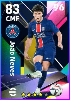 Joao Neves eFootball 2026 player card — 83 OVR CMF