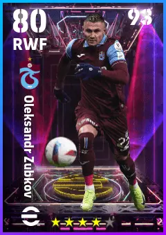 Oleksandr Zubkov eFootball 2026 player card — 80 OVR RWF