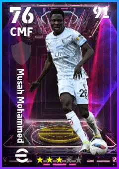 Musah Mohammed eFootball 2026 player card — 76 OVR CMF