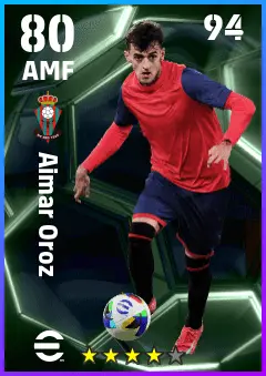 Aimar Oroz eFootball 2026 player card — 80 OVR AMF