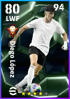 Diego Lopez eFootball 2026 player card — 80 OVR LWF