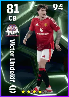 Victor Lindelof eFootball 2026 player card — 81 OVR CB