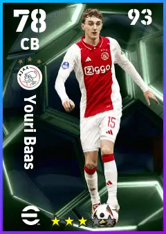 Youri Baas eFootball 2026 player card — 78 OVR CB