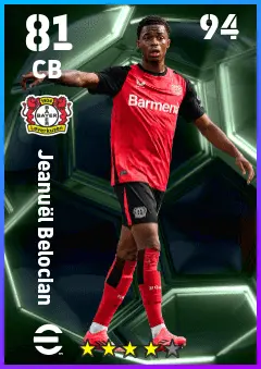 Jeanuel Belocian eFootball 2026 player card — 81 OVR CB