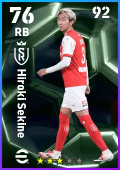 Hiroki Sekine eFootball 2026 player card — 76 OVR RB