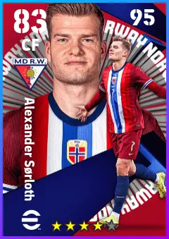 Alexander Sorloth eFootball 2026 player card — 83 OVR CF