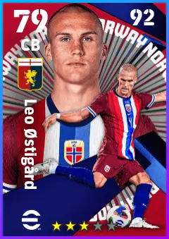 Leo Ostigard eFootball 2026 player card — 79 OVR CB