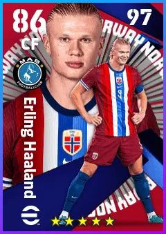 Erling Haaland eFootball 2026 player card — 86 OVR CF