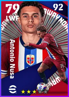 Antonio Nusa eFootball 2026 player card — 79 OVR LWF