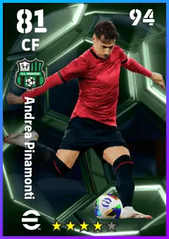 Andrea Pinamonti eFootball 2026 player card — 81 OVR CF