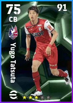 Yugo Tatsuta eFootball 2026 player card — 75 OVR CB