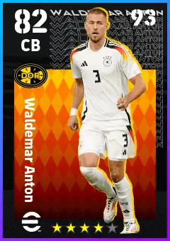 Waldemar Anton eFootball 2026 player card — 82 OVR CB