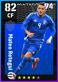 Mateo Retegui eFootball 2026 player card — 82 OVR CF