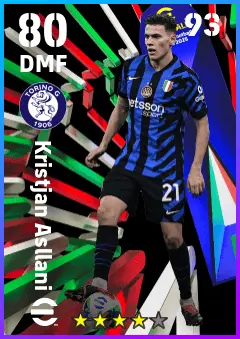 Kristjan Asllani eFootball 2026 player card — 80 OVR DMF