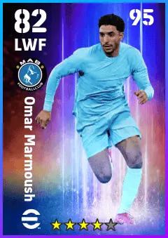 Omar Marmoush eFootball 2026 player card — 82 OVR LWF