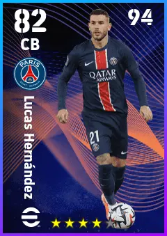 Lucas Hernandez eFootball 2026 player card — 82 OVR CB
