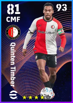 Quinten Timber eFootball 2026 player card — 81 OVR CMF