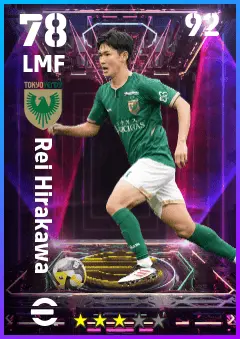 Rei Hirakawa eFootball 2026 player card — 78 OVR LMF