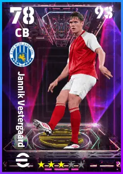 Jannik Vestergaard eFootball 2026 player card — 78 OVR CB