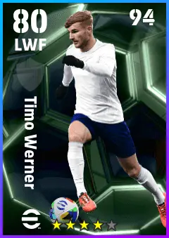 Timo Werner eFootball 2026 player card — 80 OVR LWF