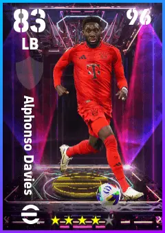 Alphonso Davies eFootball 2026 player card — 83 OVR LB
