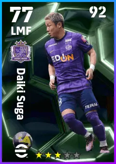 Daiki Suga eFootball 2026 player card — 77 OVR LMF