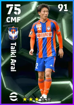 Taiki Arai eFootball 2026 player card — 75 OVR CMF