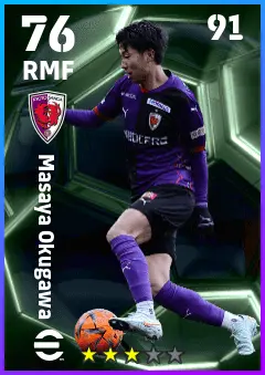 Masaya Okugawa eFootball 2026 player card — 76 OVR RMF