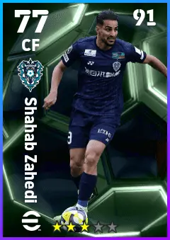 Shahab Zahedi eFootball 2026 player card — 77 OVR CF