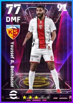 Youssef A. Bennasser eFootball 2026 player card — 77 OVR DMF